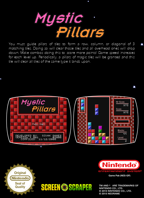 Mystic PIllars (Homebrew) — Box back